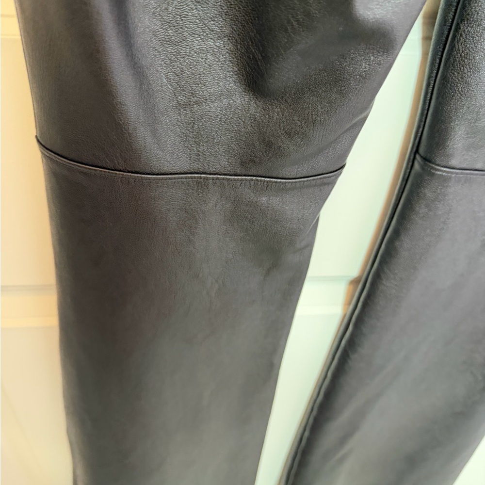 Spanx Leather Like Flare Pants Luxe Black Pull On Women’s Sz L - Picture 11 of 16